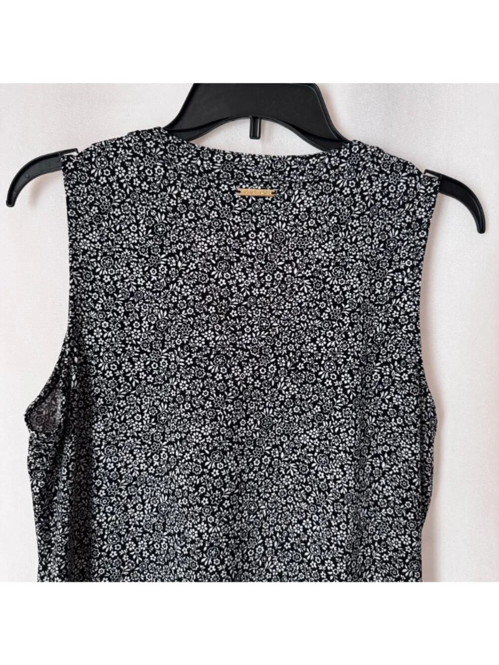 Michael Kors Women Black White Floral Sleeveless Knee Length Dress Size M